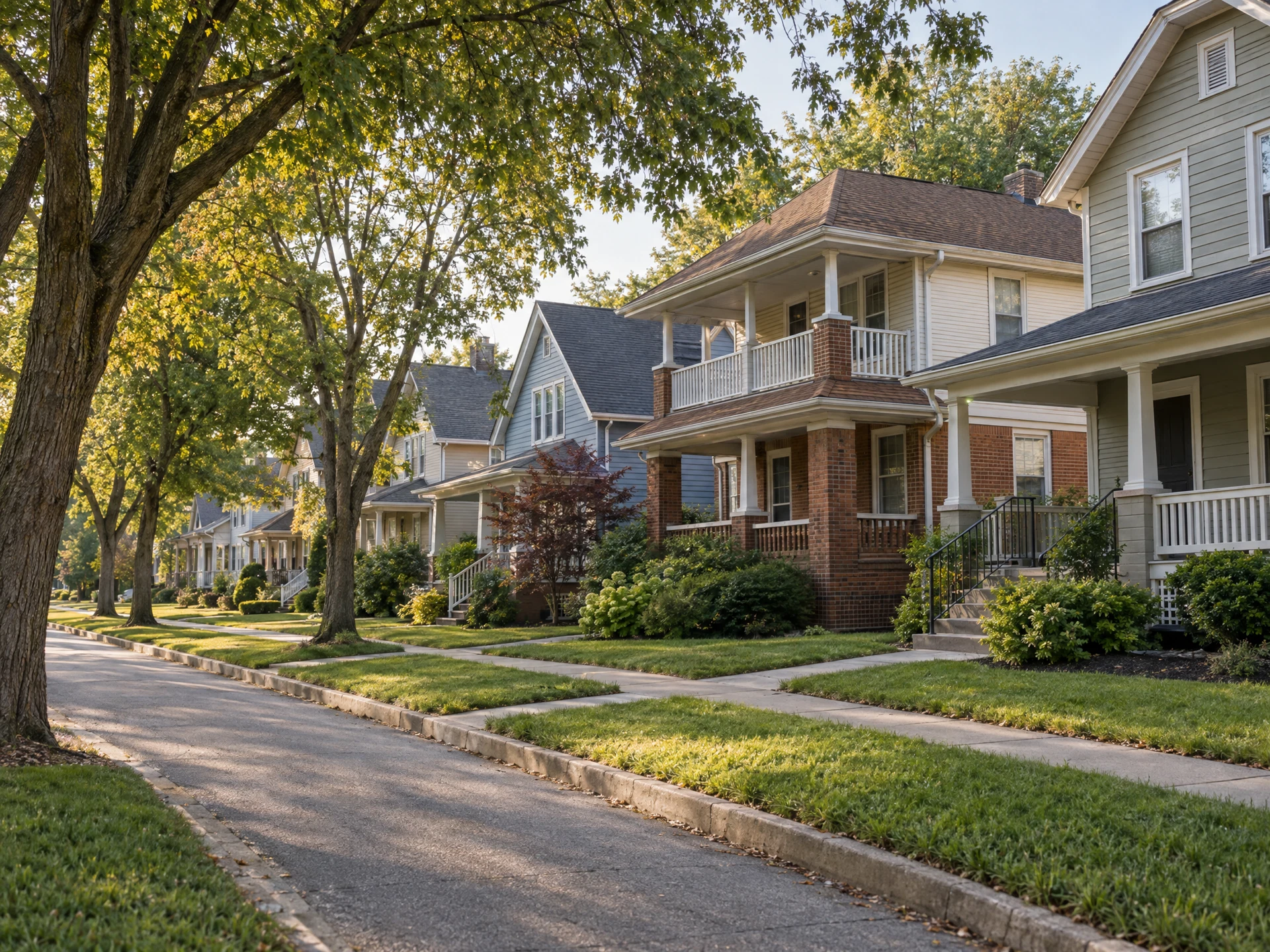 Illustrative group of homes on a residential street.
